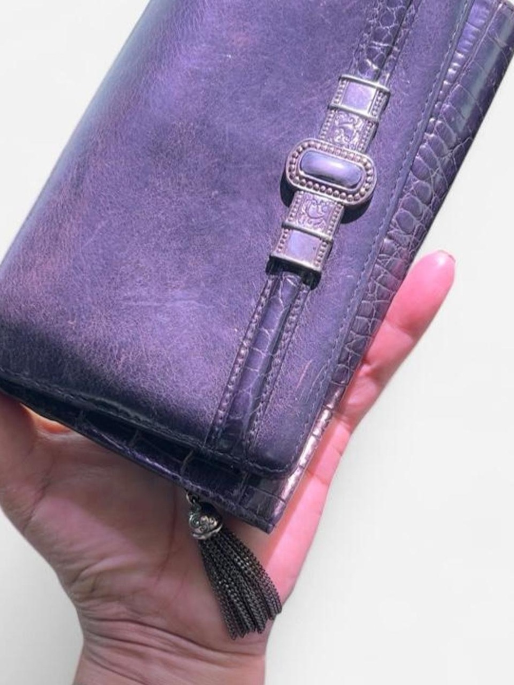 Brighton Black Wallet with Tassel and Buckle Detail